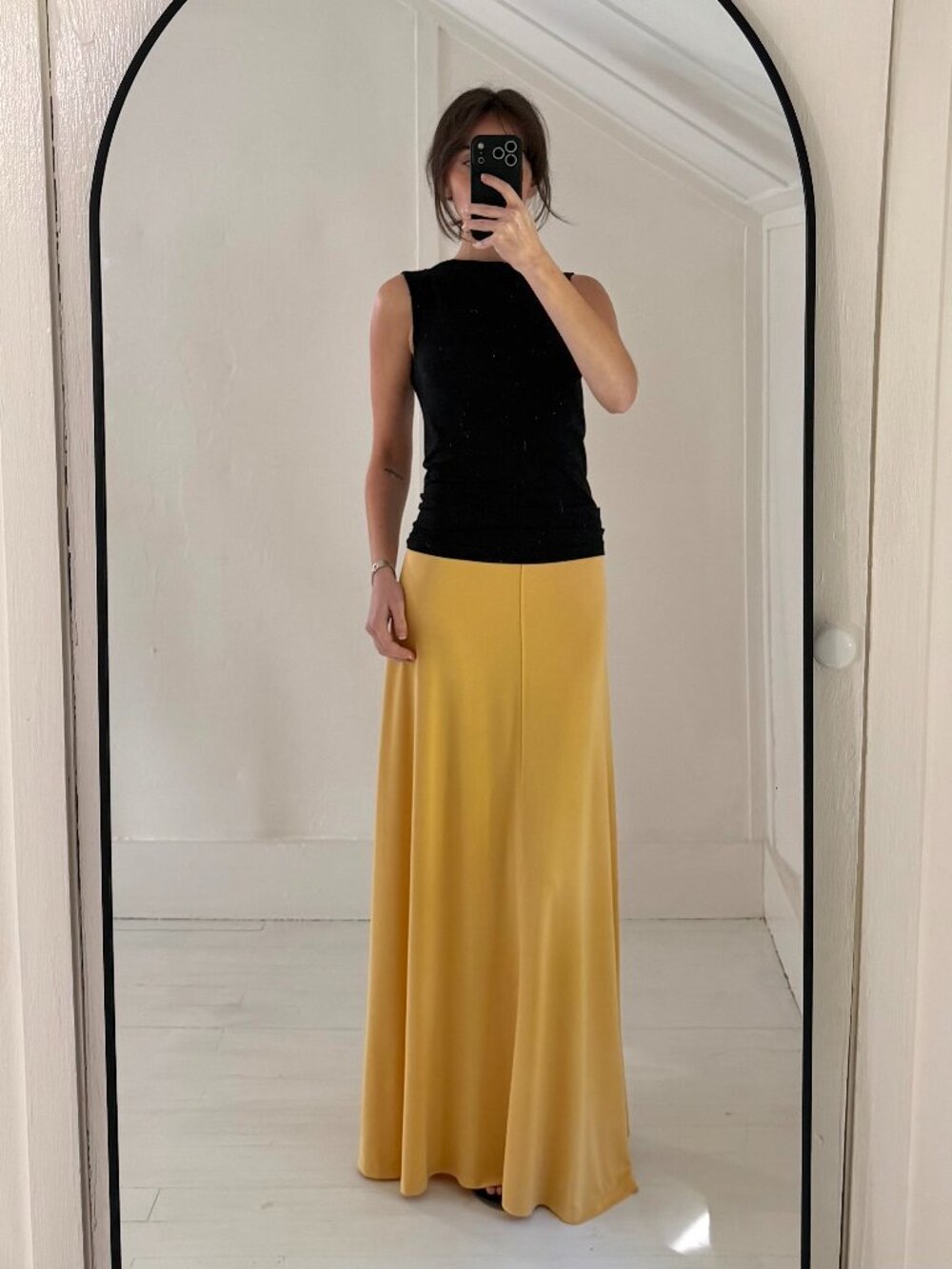 Toteme Fluid Jersey Midi Skirt in Cornsilk Size S Retail $520